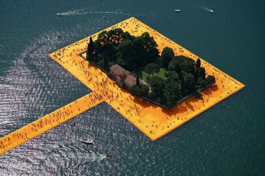The Floating Peirs on Lake Iseo in Italy